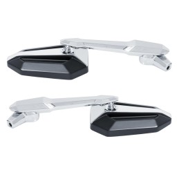 Rétroviseurs Highway Hawk "New Way Tec" noir/chrome avec "E-Mark" universel - H91-926BC - 2