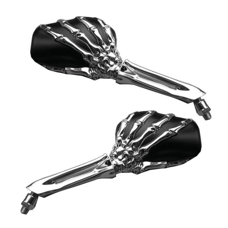 Rétroviseurs Highway Hawk "Skelett Hand" noir/chrome universel - H91-866