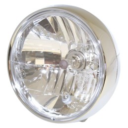 Phare avant Highway Hawk "Clear" chrome - 190 mm - H223-054 - 2