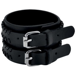 Bracelet de Force en cuir noir tressé - 2 - BW35