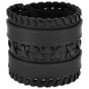 Bracelet de Force en cuir noir tressé - 2 boucles - 1 - BW18