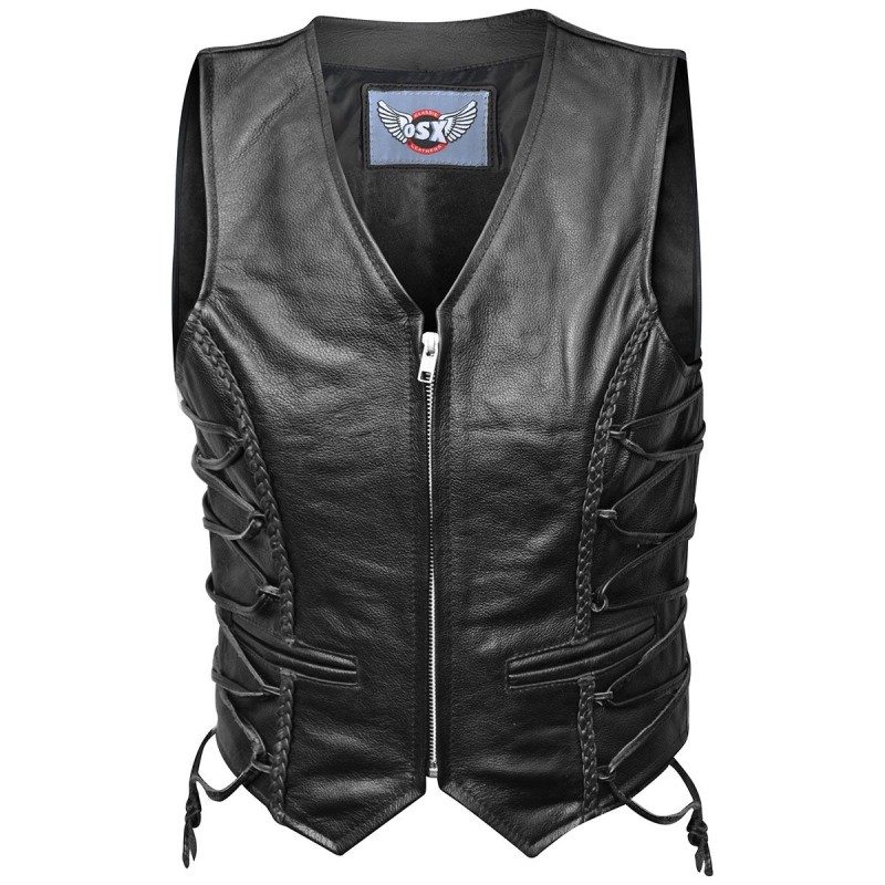 Gilet en cuir femme avec lacets - Lucifer - 1 - PLS36