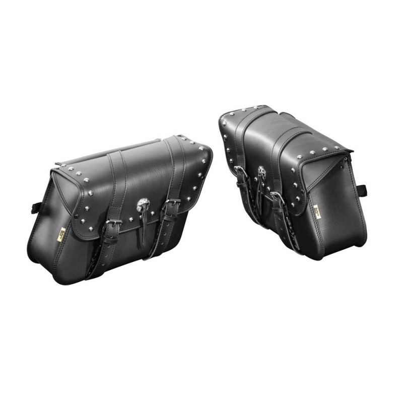 Sacoches cavalières en cuir Highway Hawk "Houston" cloutées - 12 litres - H02-2611 Sacoches cavalières en cuir Highway Hawk "Houston" cloutées - 12 litres - H02-2611