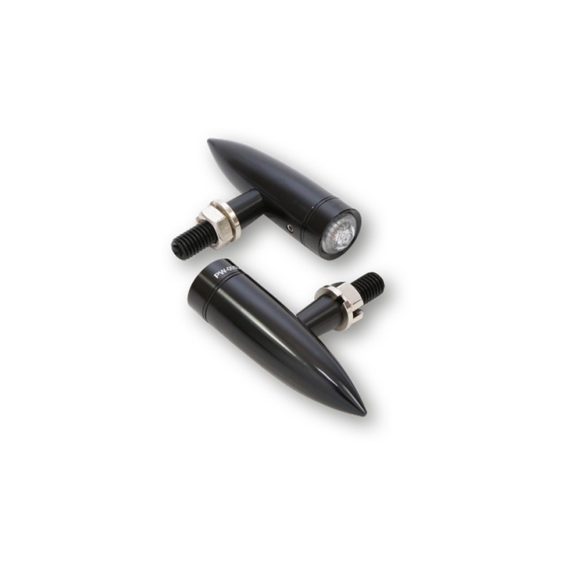 Clignotants LED Highsider "Mono Bullet Long" noirs (2pcs) - HH203-217 - 1