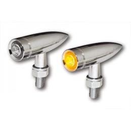 Clignotants LED Highsider "Mono Bullet Long" chromés (2pcs) - HH203-218 - 2