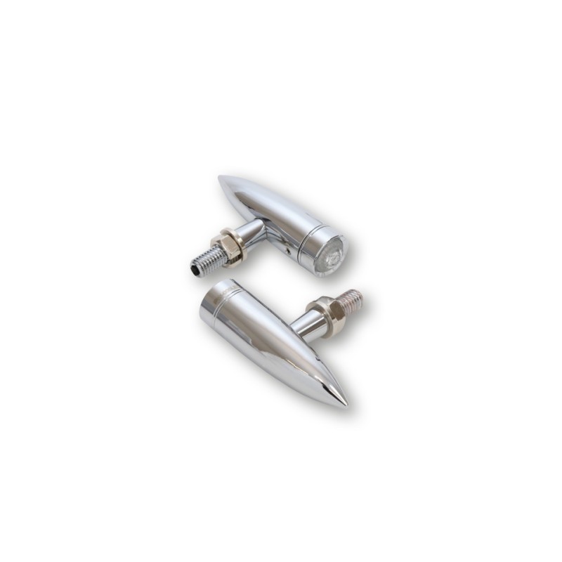 Clignotants LED Highsider "Mono Bullet Long" chromés (2pcs) - HH203-218 - 1