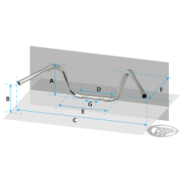 Guidon Fehling Drag Bar chromé avec empreintes - 731609 - 2