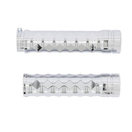 Poignées Highway Hawk "Diamonds chrome" pour guidon 25 mm - 1" - Tirage câble - H45-1210 - 4